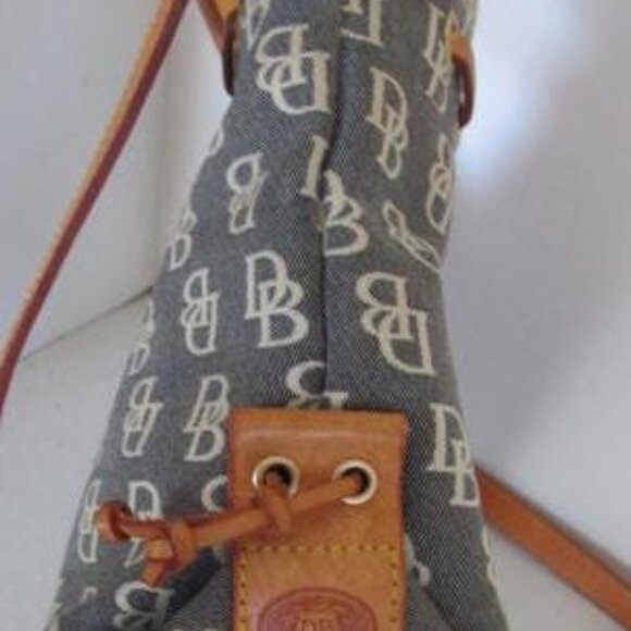 Dooney and Bourke Purse Satchel Brown Blue Canvas Leather DB TOP HANDLE handbag - Picture 5 of 6